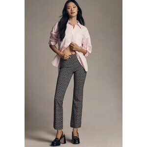 NWT Anthropologie The Margot Kick-Flare Cropped Pants XXS Black Pink
